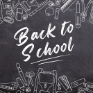 "Back to school" written on a chalk board